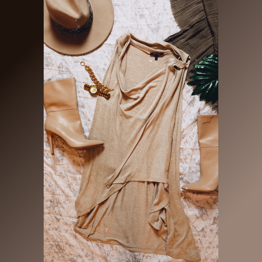 Cream Sleeveless Cozy Wrap Vest